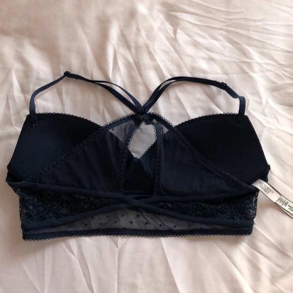 Victoria secret wireless navy blue lace bralette medium - Picture 2 of 2
